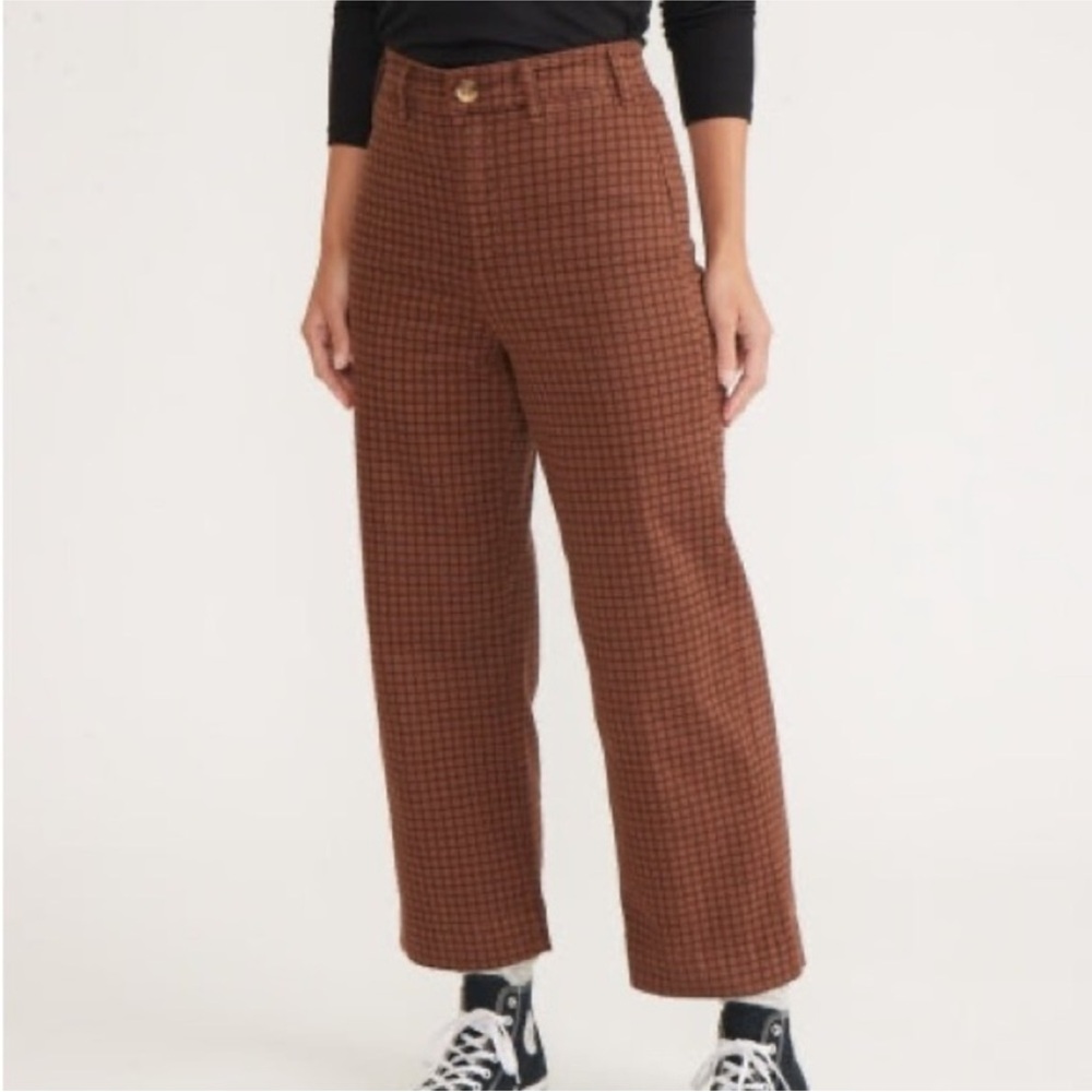 Marine Layer Brown Checkered Cropped Pants